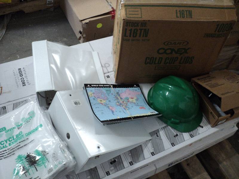 lot 97 image: office miscellaneous and hard hat...