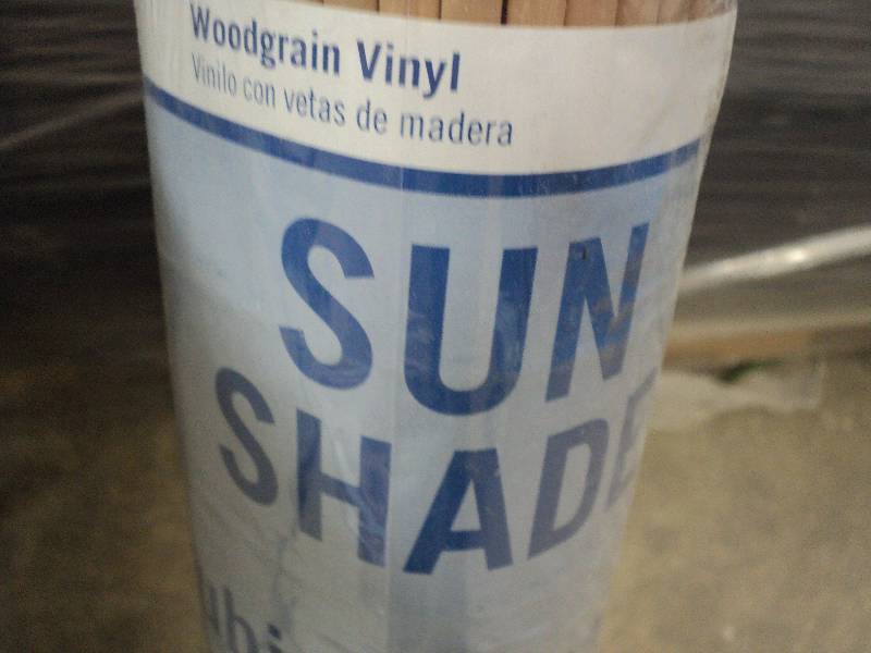 lot 339 image: Wood grain vinyl Sun Shade 72 x 72...