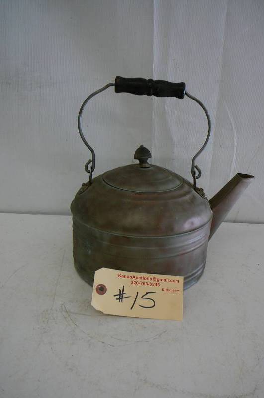 lot 15 image: Copper tea kettle