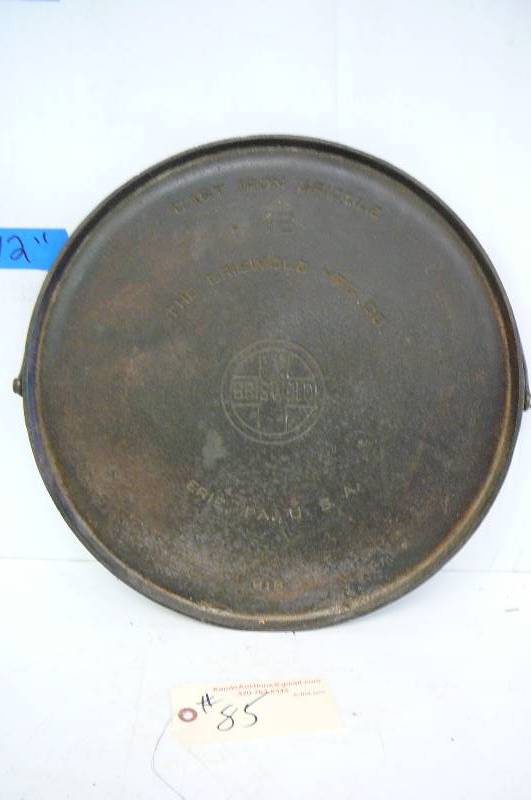 lot 85 image: Cast iron griddle Griswold MFG 619 16