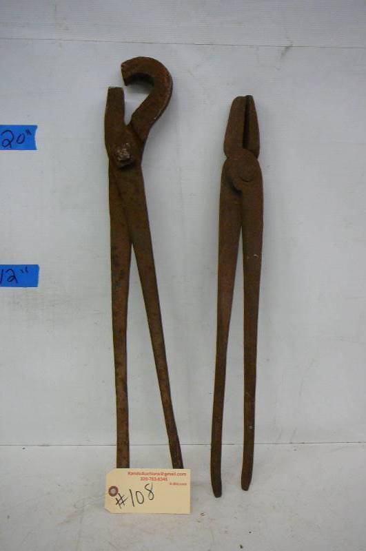 lot 108 image: Metal working tool, Large tongs 2 count