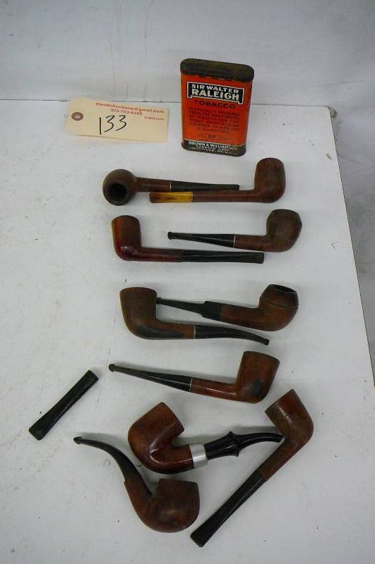 lot 133 image: Tobacco Tin & Pipes