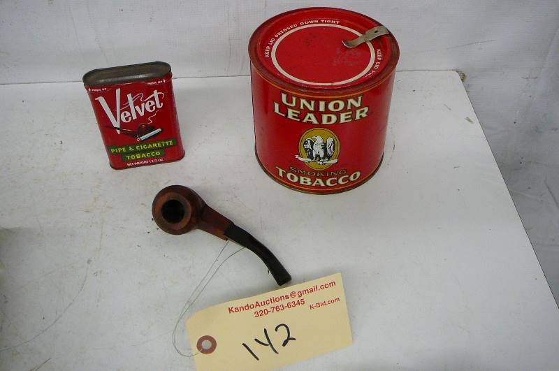 lot 142 image: Tobacco Tin & Pipes