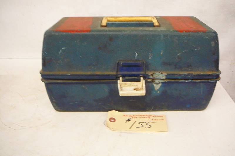 lot 155 image: Tackle box with tackle 14 x 7 x 7