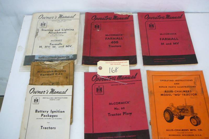 lot 168 image: Tractor manuals Far mall, Allis Chalmers, McCormick, Deering