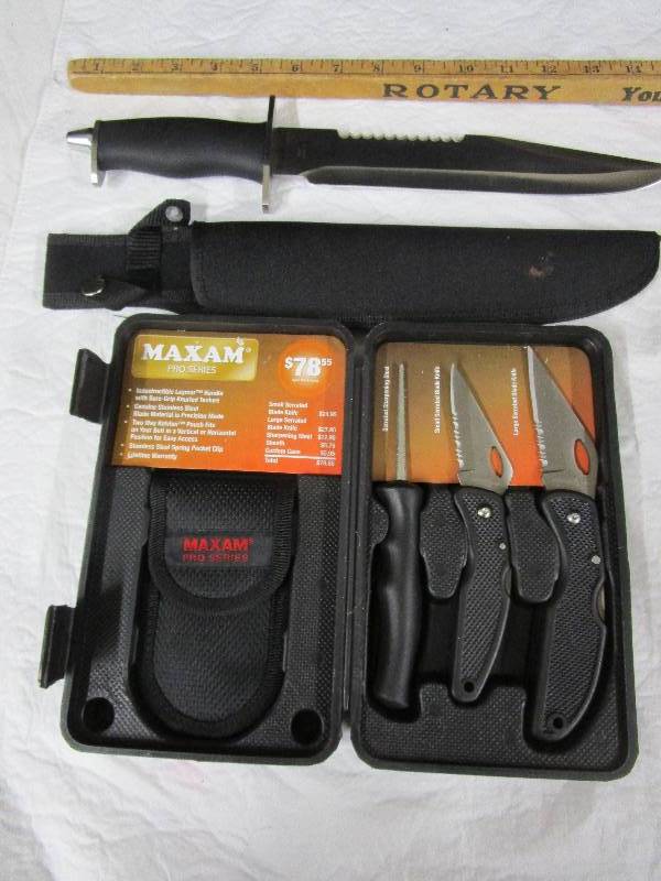 lot 20 image: Maxam Pro Series Knife set and Pig Sticker Knife from the Bud K Military Collection