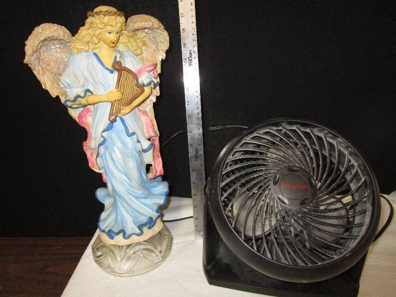 lot 63 image: 17 Garden angel (chipped) and 12 Fan Works