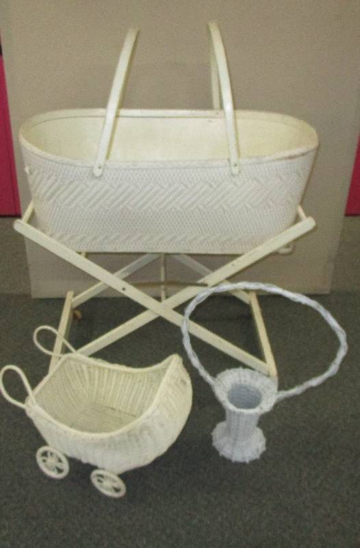 lot 146 image: Collapsible Bassinet, Basket and Baby Doll Stoller