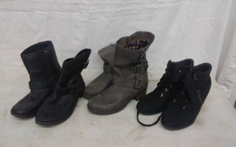 3-Pair Ladies Boots Size 8, 8 12, 9