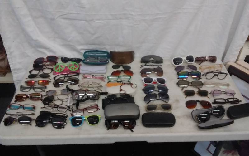 Large Lot Of Fashion Sunglasses, Readers- Includes Bin With Lid