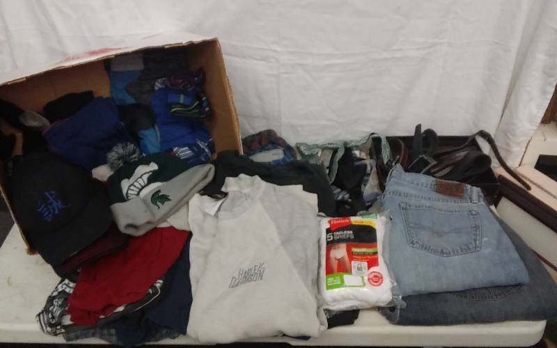 Lot Of Mens Assorted New In Package Briefs Size XL, Jeans 33W, 38W, Shirts 2X, Belts, Ties & Hats