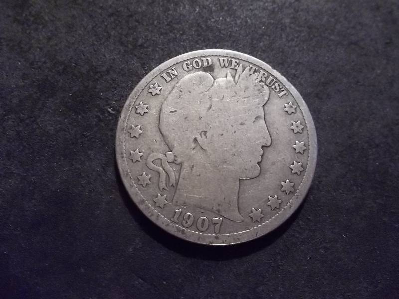 lot 28 image: 1907 D Barber Half Dollar