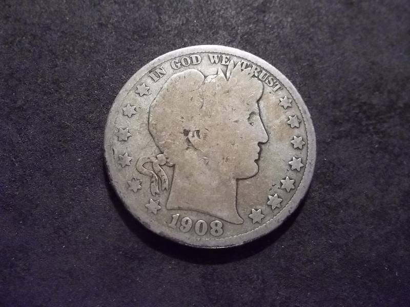 lot 30 image: 1908 D Barber Half Dollar