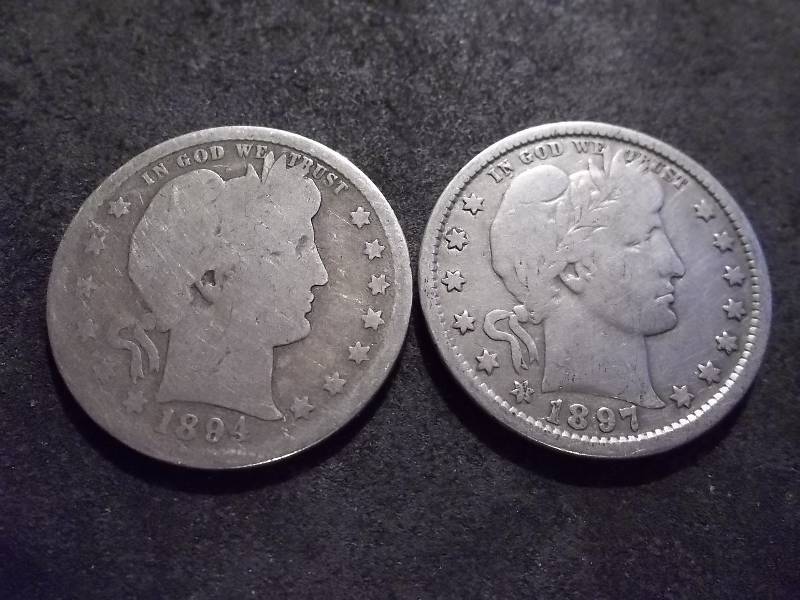 lot 47 image: 1894 S, 1897 Barber Quarters