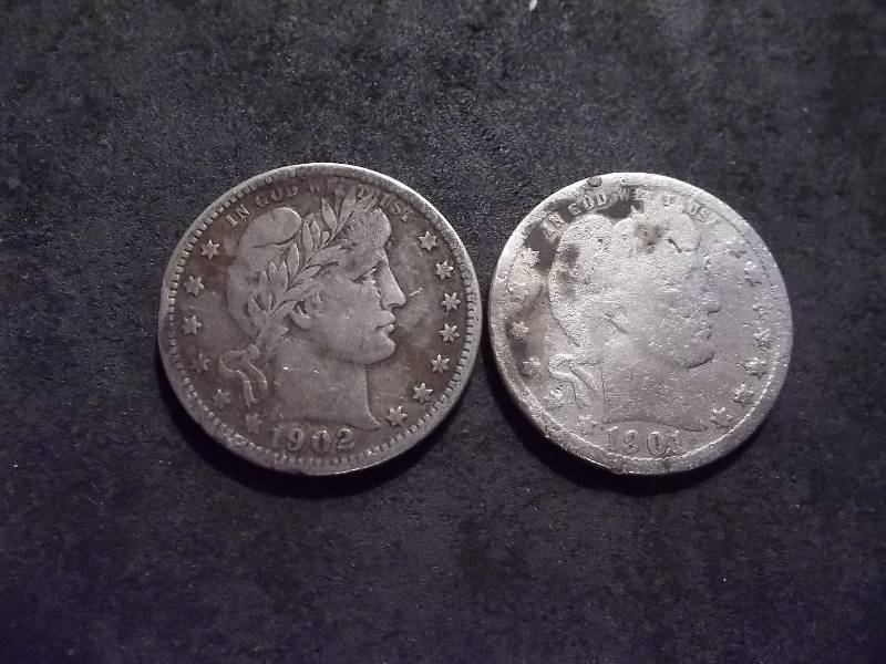 lot 49 image: 1901, 1902 Barber Quarters