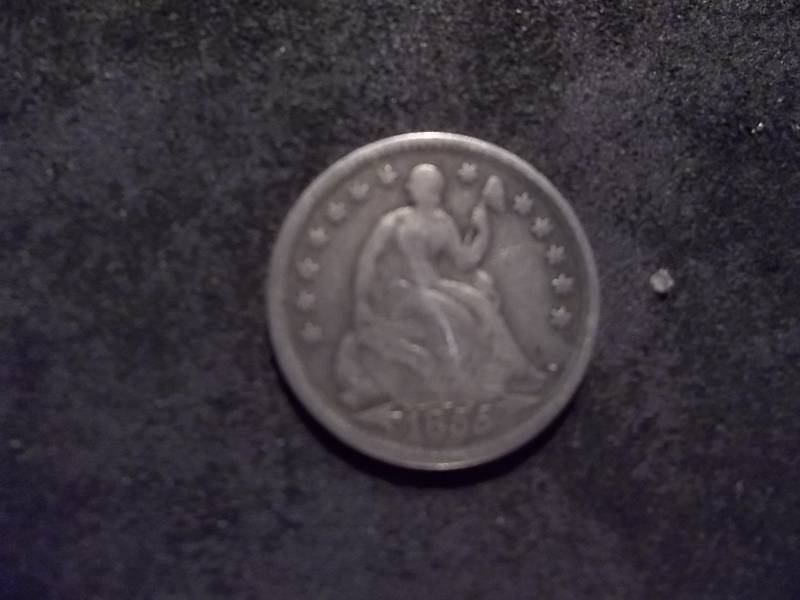 lot 61 image: 1855 Seated Half Dime With Arrows
