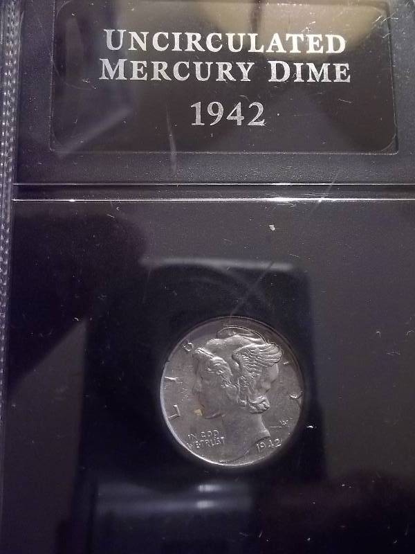 lot 70 image: 1942 Mercury Dime Unc