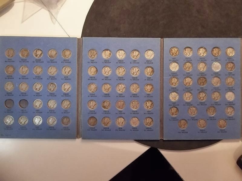 lot 74 image: Nearly Complete Mercury Dime Collection
