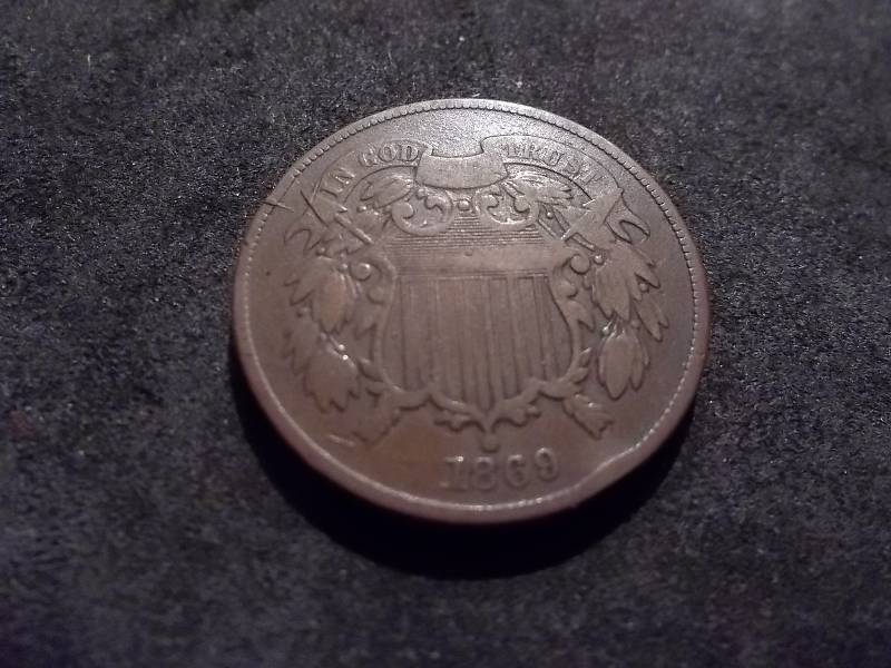 lot 90 image: 1869 2-Cent Piece