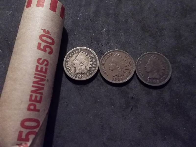 lot 112 image: Full Roll Of Indian Head Cents 1860s-1900s