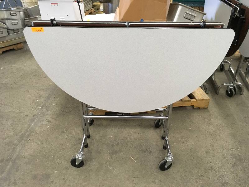 ROUND FOLDING CAFETERIA TABLE ON WHEELS