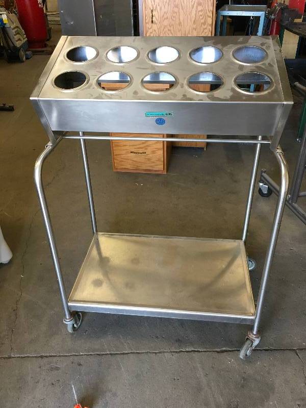 STAINLESS STEEL SILVERWARE AND TRAY CART