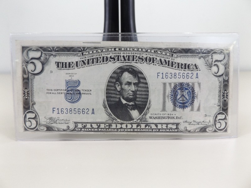 1934-A U.S. Five Dollar Blue Seal Silver Certificate