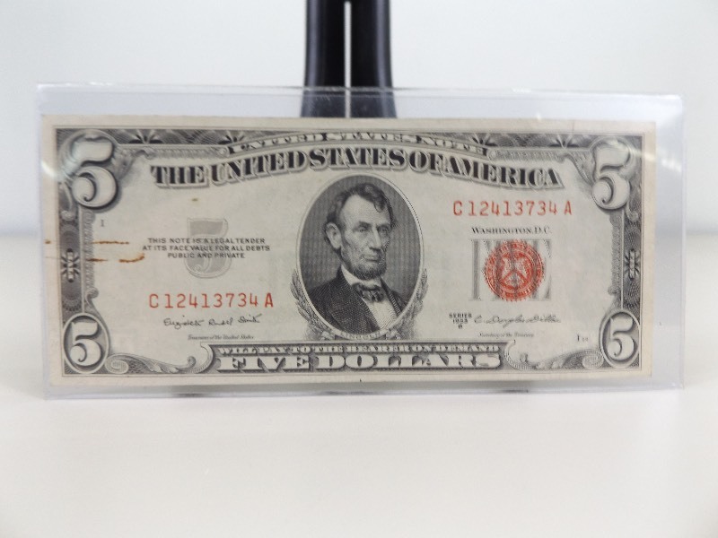 UNCIRCULATED 1953-B U.S. Five Dollar Red Seal Certificate&nbsp