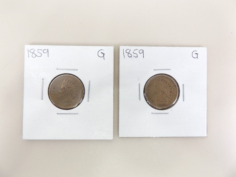 2 - 1859 Indian Head Pennies G