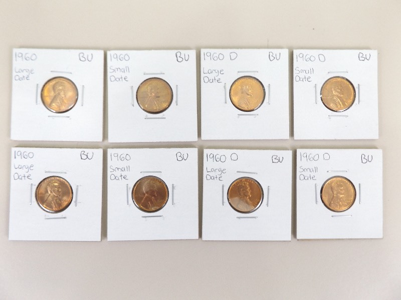 2 Complete Sets of Uncirculated 1960 Large and Small Date Pennies