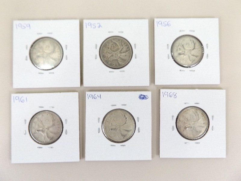6 - 1952-1968 Silver Canadian Quarters