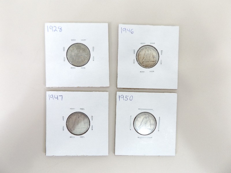 4 - 1928-1950 Canadian Silver Dimes