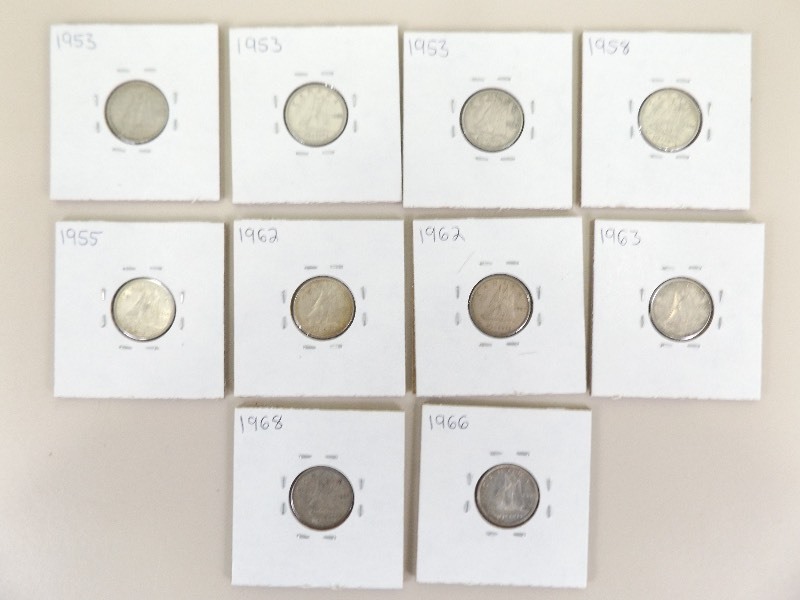 10 - 1953-1968 Canadian Silver Dimes