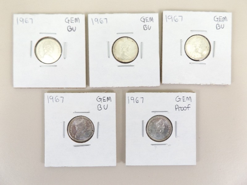 5 - 1967 Gem ProofGem BU Canadian Dimes