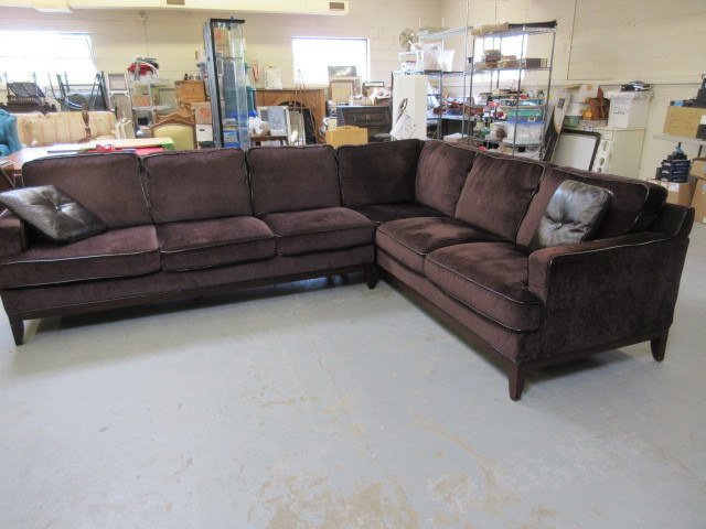 LEATHER TRIMMED, SECTIONAL SOFA