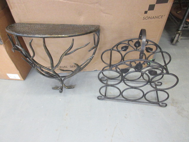 METAL SHELF AND WINE RACK
