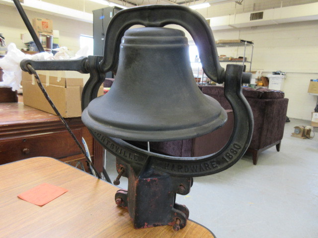 VERY OLD SCHOOL BELL WITH CRADLE
