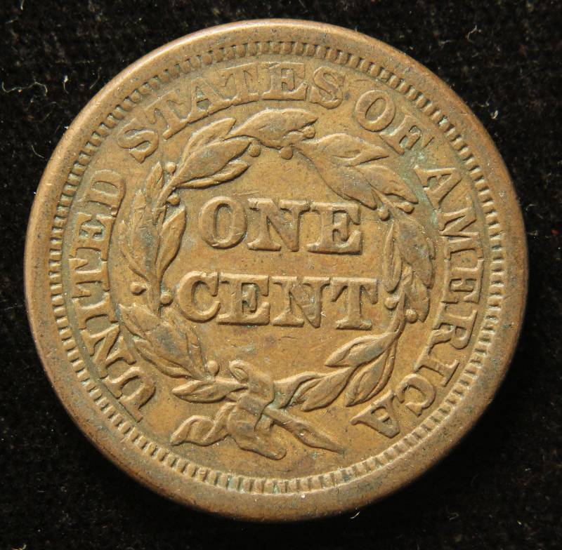 1853 BRAIDED HAIR LARGE CENT XF40