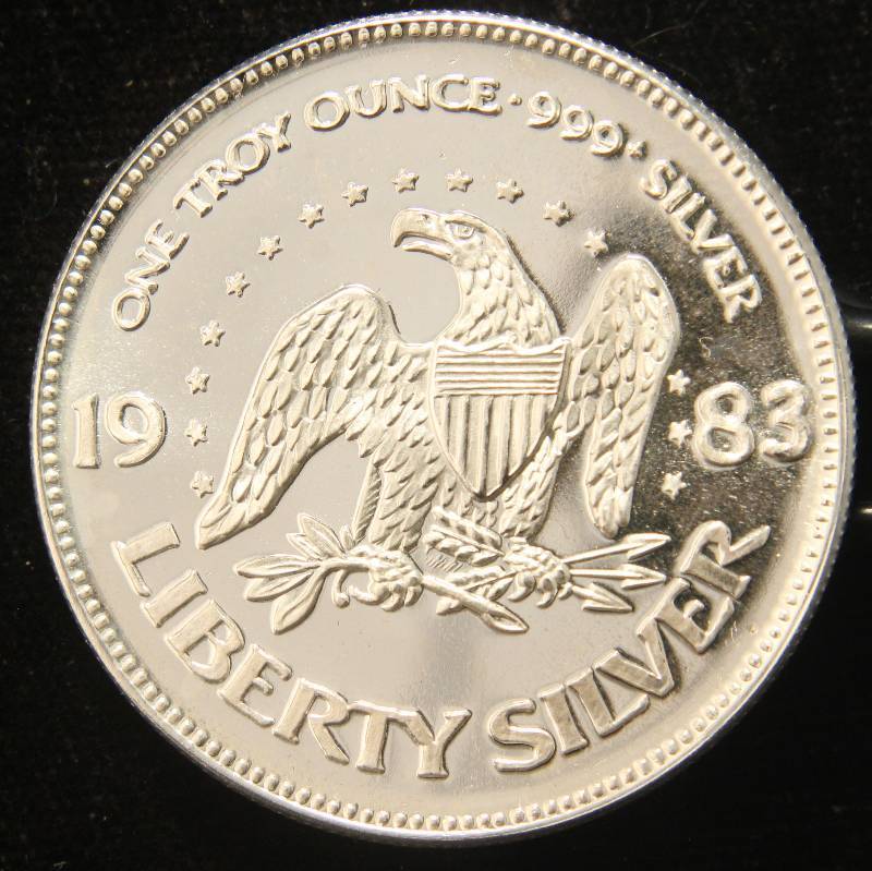 1 TROY OZ. .999 FINE SILVER 1983 A-MARK LIBERTY ROUND