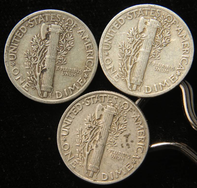 3 MERCURY DIMES 1941, 1942, 1945