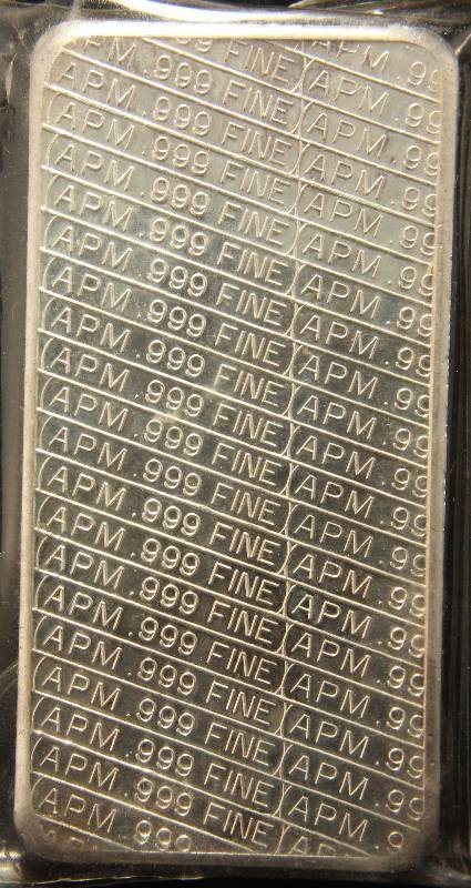 10 TROY Oz. .999 FINE SILVER BAR VINTAGE APM EAGLE-FLAG
