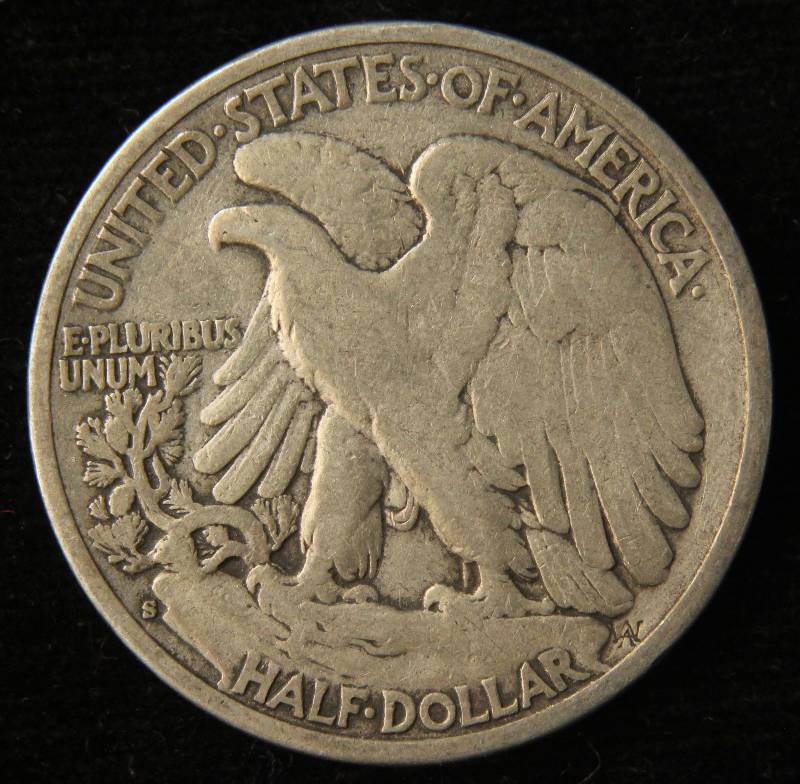 1928-S WALKING LIBERTY SILVER HALF DOLLAR FINE