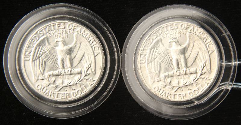 1959 D & S WASHINGTON SILVER QUARTERS IN AIRTITE HOLDERS