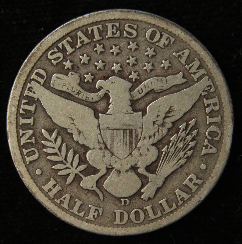 1907-D BARBER SILVER HALF DOLLAR VG