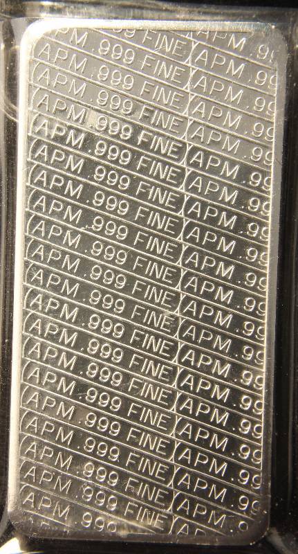 10 TROY Oz. .999 FINE SILVER BAR VINTAGE APM EAGLE-FLAG