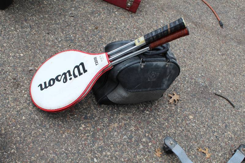 lot 240 image: Bowling Ball w Bag, Wilson Tennis Racket w Cover
