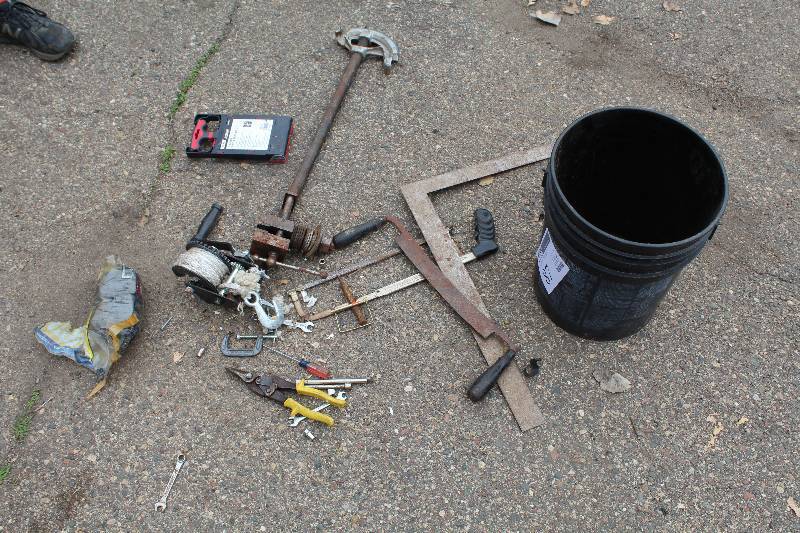 lot 87 image: Square, Saw, Winch, Pliers, Clamps, And More
