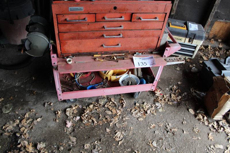 lot 135 image: Bench Grinder w Rolling Cart