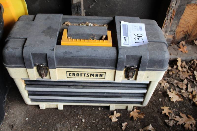 lot 136 image: Craftsman Tool Box w Misc Hand Tools