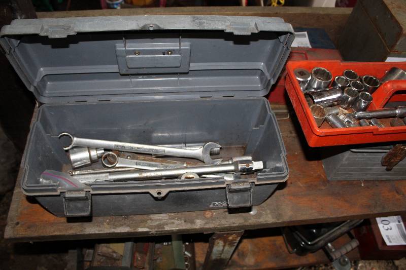 lot 93 image: Tool Box w Tools - Sockets, Wrenches